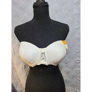 Bestform Strapless Bra White Lace Trim Underwire 6503 Womens 38C NWT